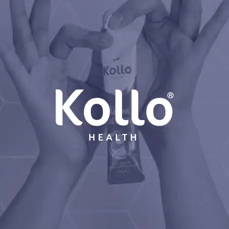 Kollo Health logo over a photo of a Kollo Health packet being opened