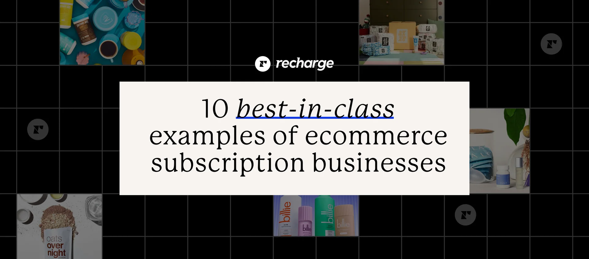 An assortment of various product packaging displayed on a shelf, showcasing ecommerce subscription businesses.