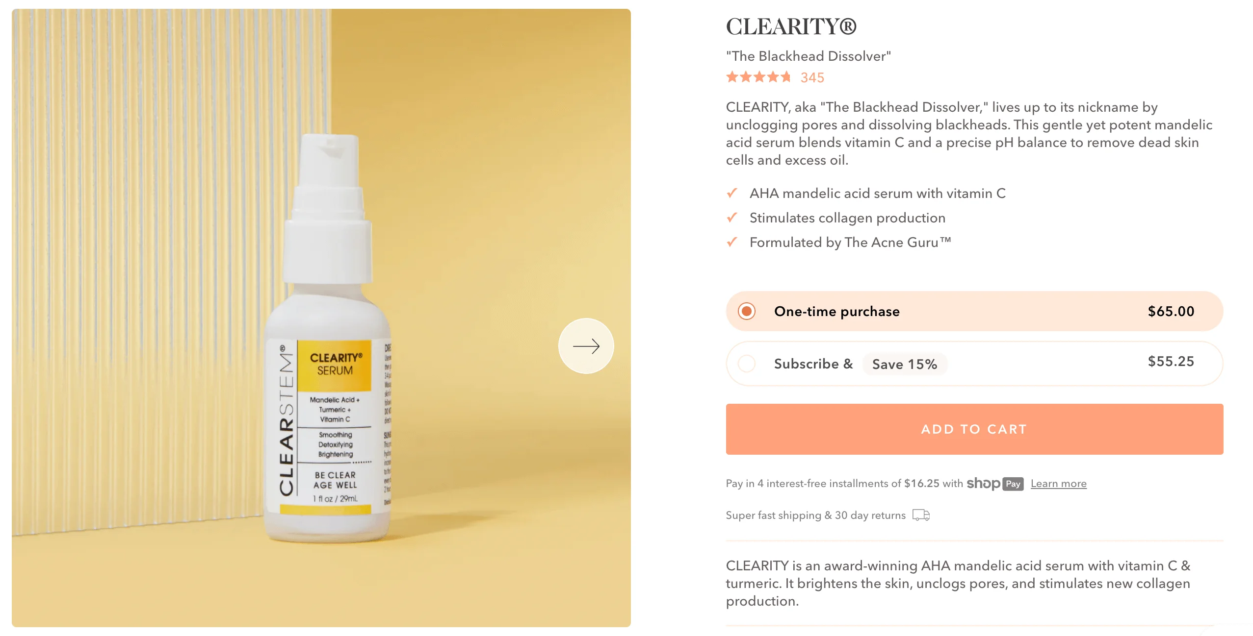 Clearity Serum product user experience