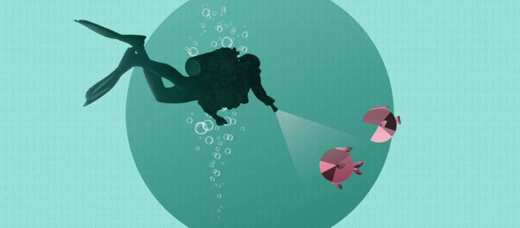 Deep dive into Recharge enhanced analytics as shown by a diver searching for data.