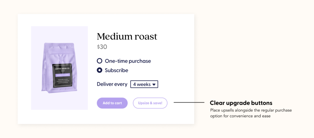 Upsell options are shown in this example. 