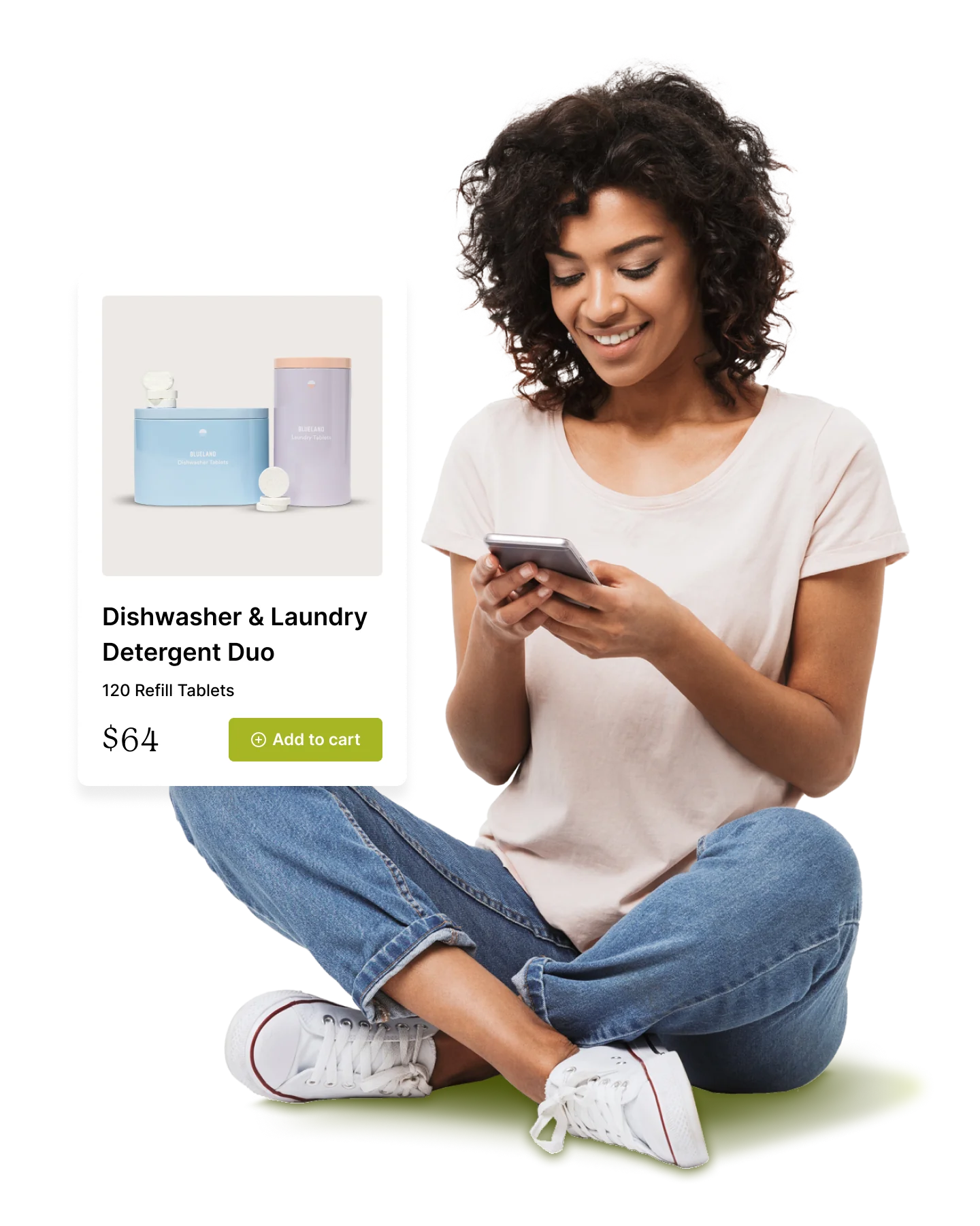 A person using a smartphone to browse products.