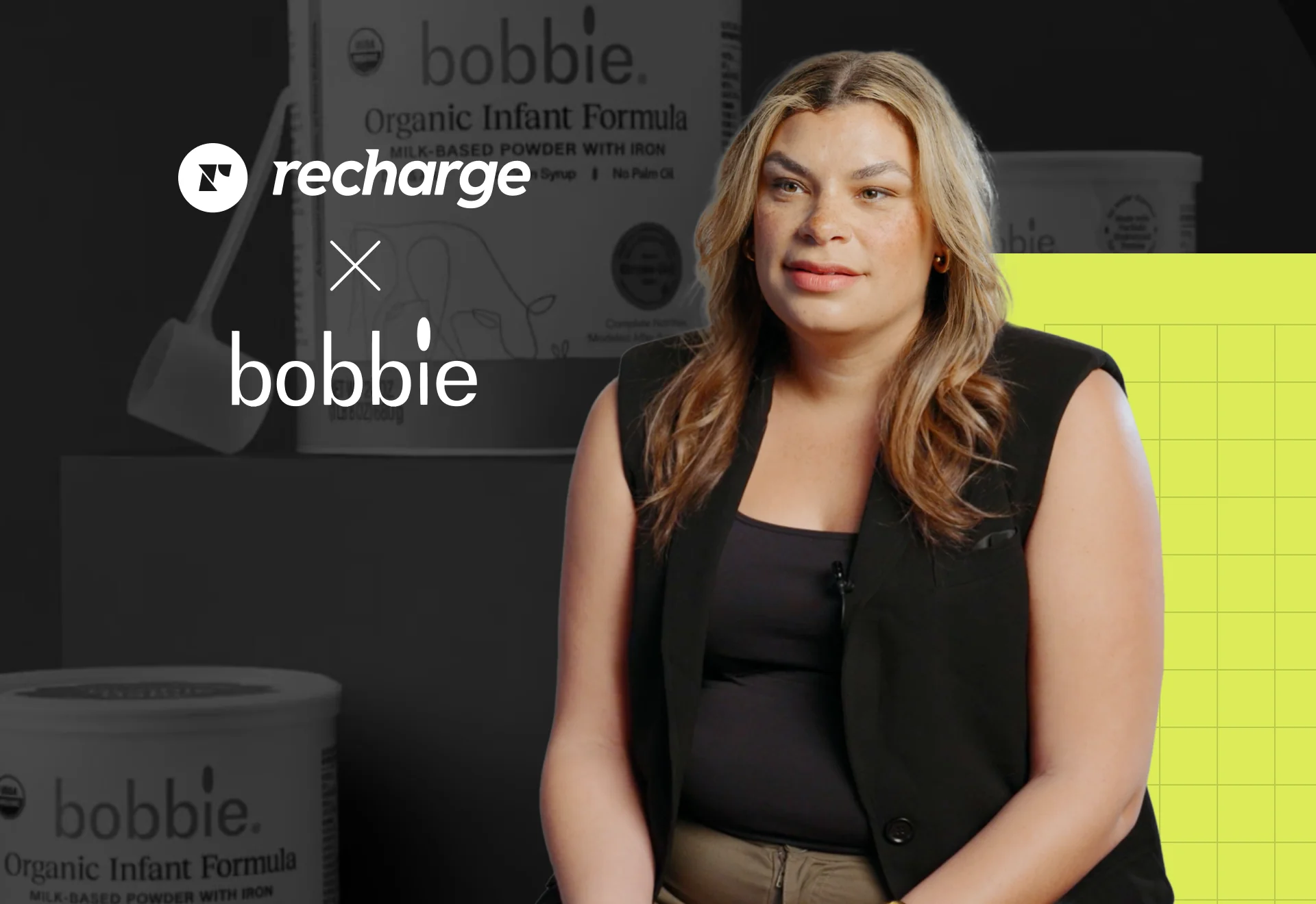 A person in an interview discussing collaboration between Recharge and Bobbie.