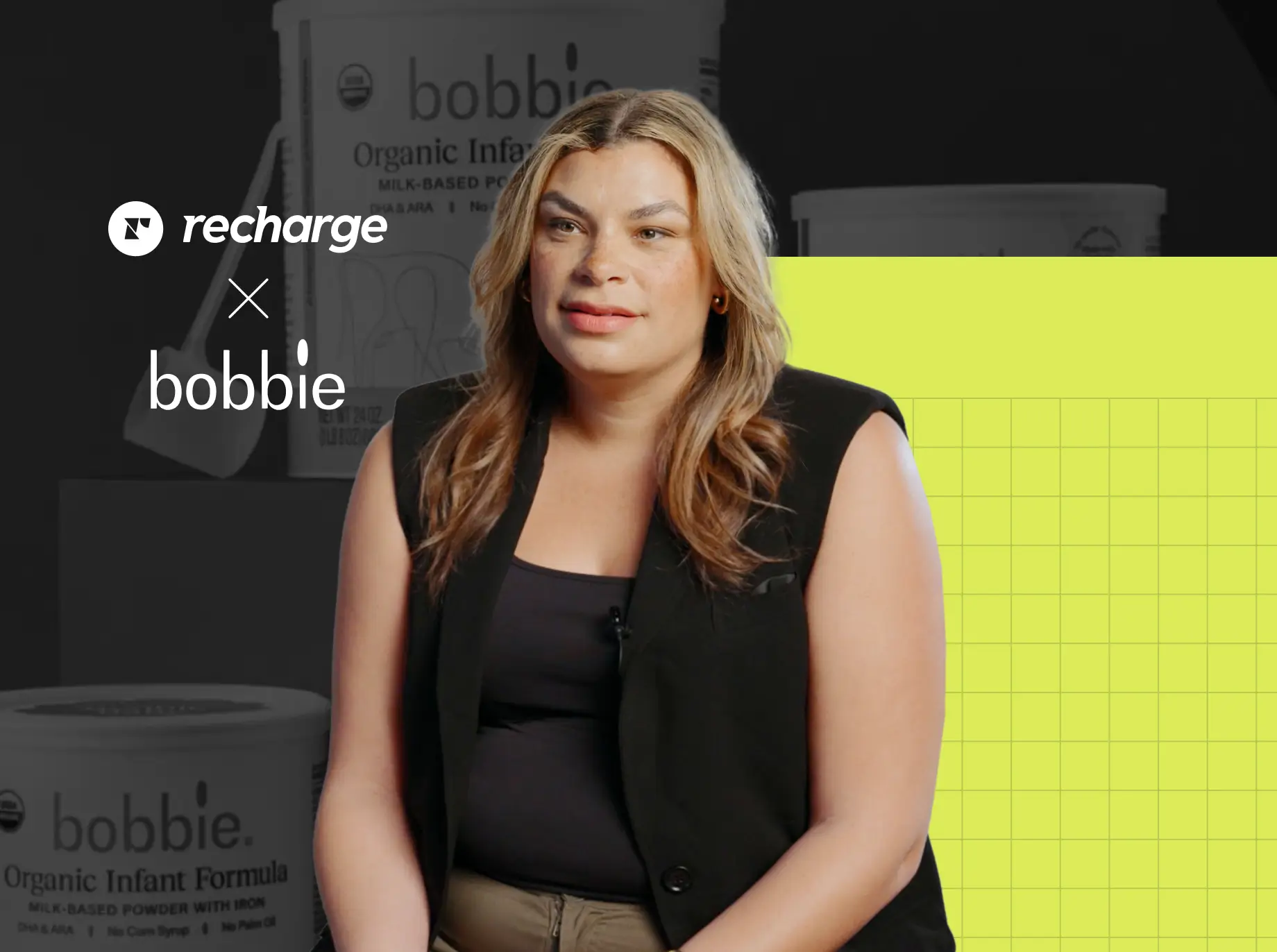 A person engaging in an interview about collaboration between Recharge and Bobbie.
