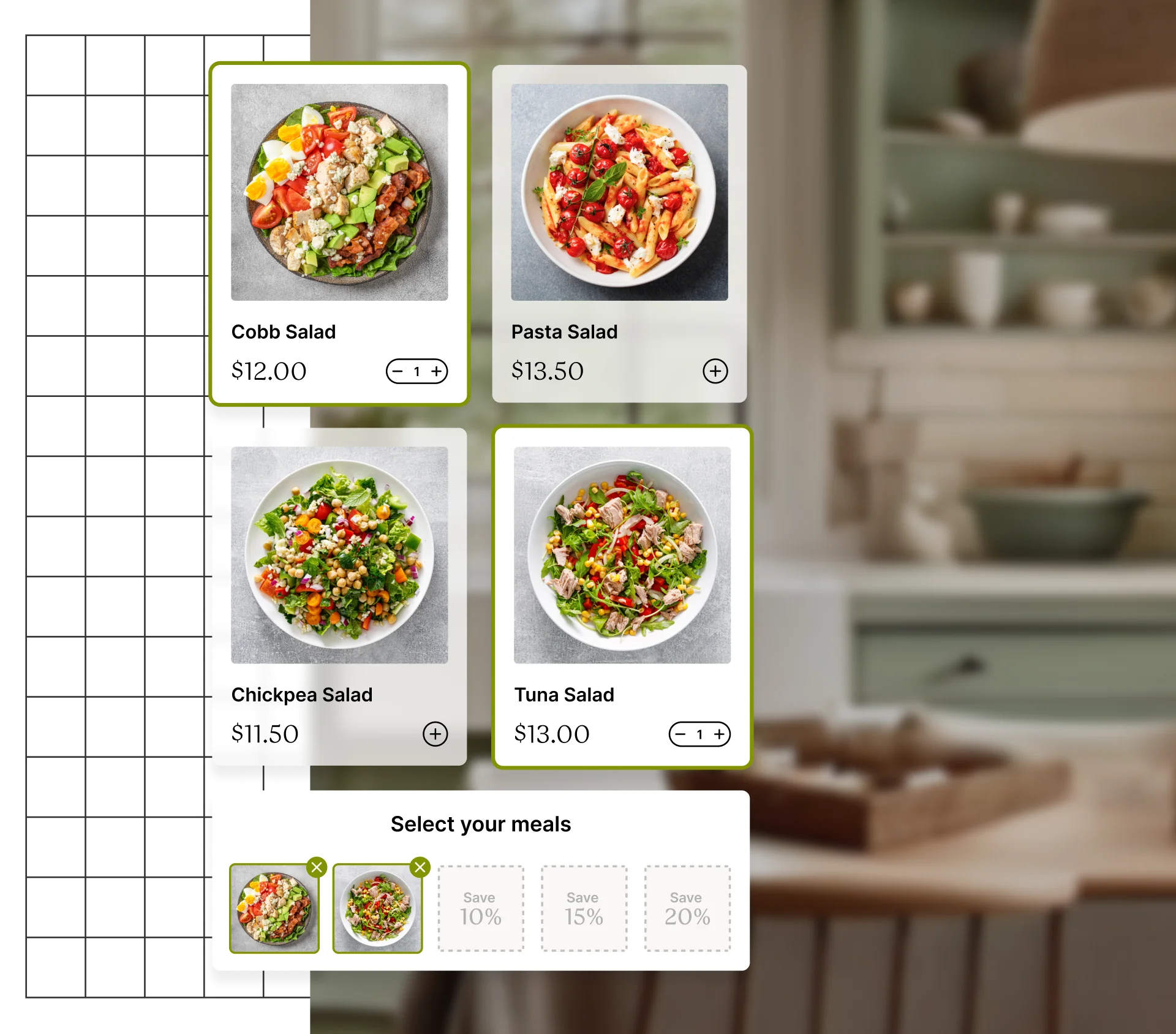 A selection of four different salads displayed on a table.