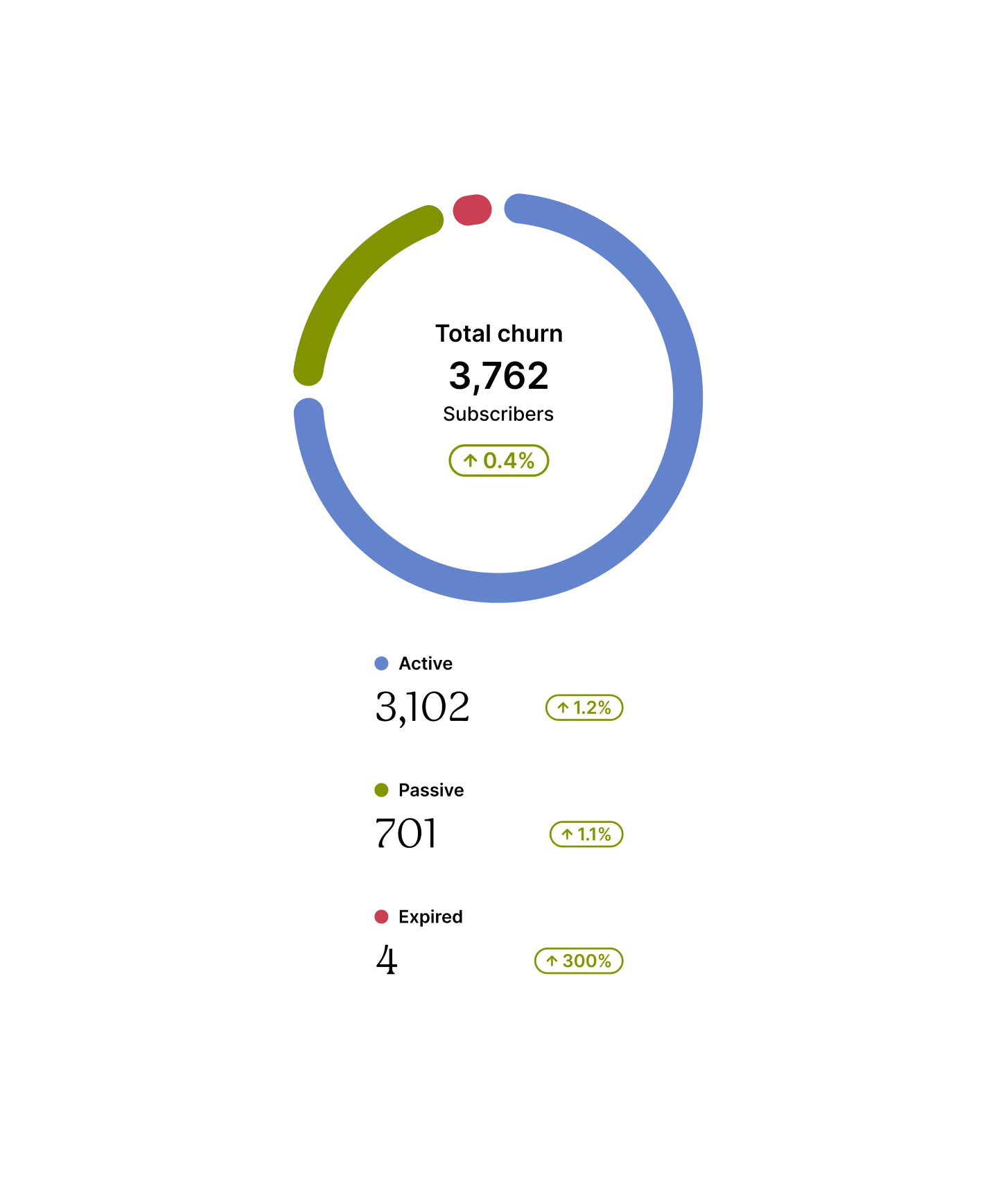 Circular diagram displaying total churn of subscribers.
