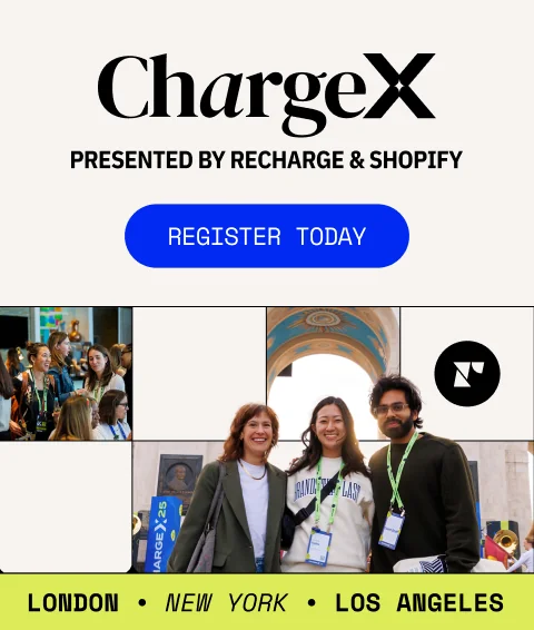 A ChargeX event banner featuring attendees and promotional text.