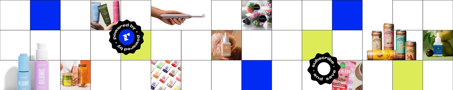 Various skincare and wellness products displayed, including items from BLUME, ÉSTRÍK, and brands powered by Nécessaire and Apothékary.