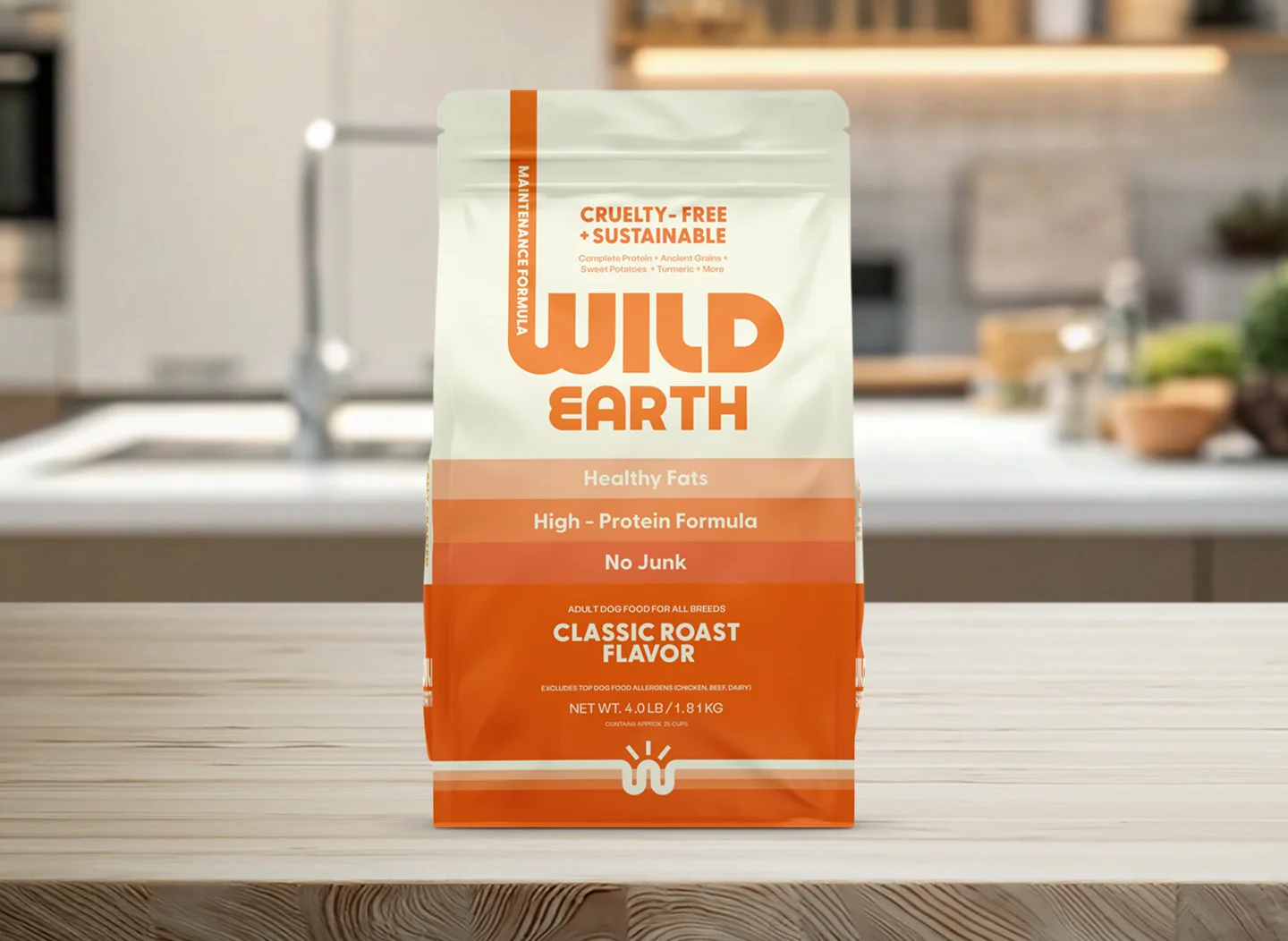 A package of Wild Earth Classic Roast Flavor dog food.