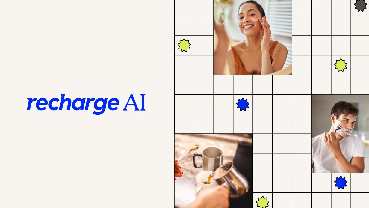 A collage featuring a person applying skincare, a hand preparing coffee, and another person shaving.